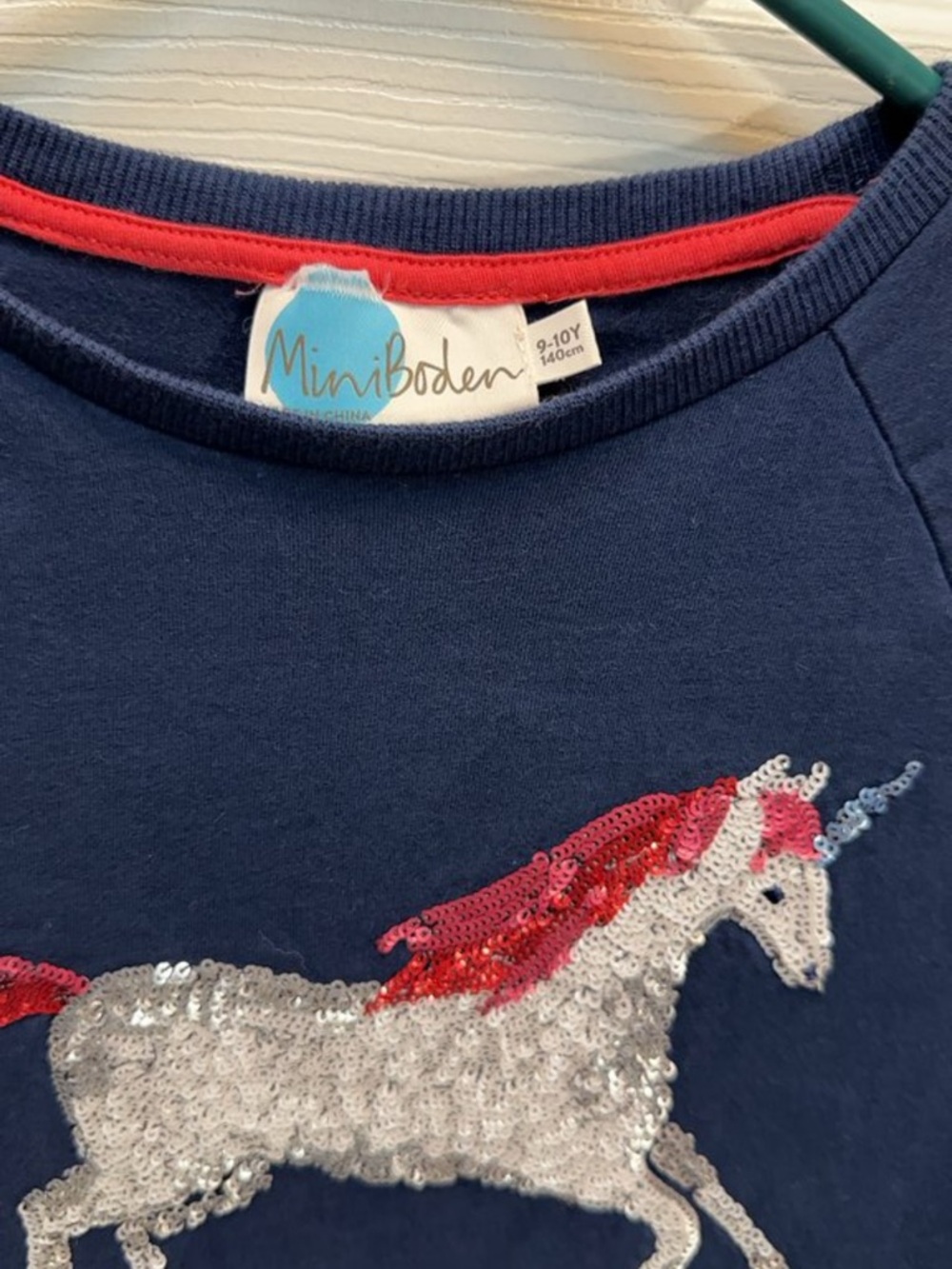 Mini Boden Navy Long-Sleeve Unicorn Tiered Dress with Colorful Nature Print - Picture 2 of 3